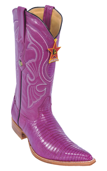 Los Altos Violet Genuine All-Over Lizard Teju 3X Toe Cowboy Boots 950792